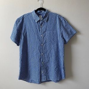 Gap Men's Blue Checkered Short Sleeve Button Down Shirt, Size XL